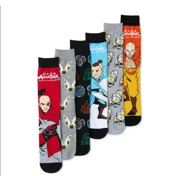 Avatar The Last Airbender Casual Crew Socks-6 Pairs - Picture 4 of 4